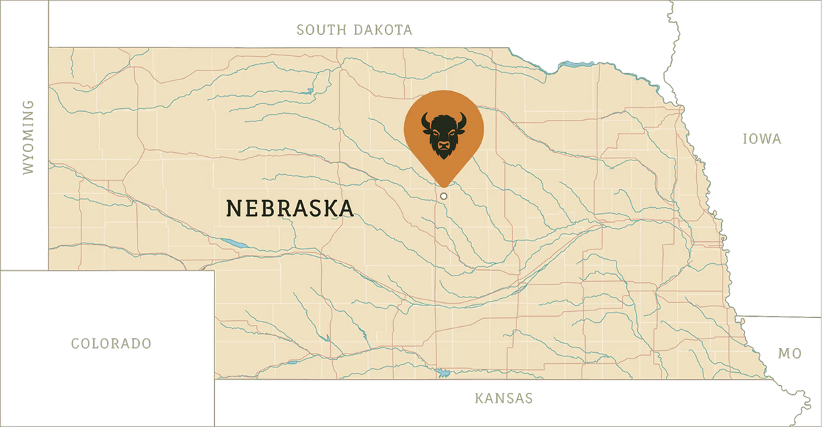 Nebraska map with marker